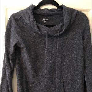 Comfy long sleeve Ann Taylor LOFT top with mock hoodie look.
